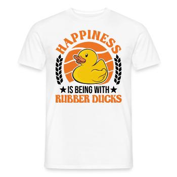 Happiness is being with Rubber Ducks Rubber Duck - Men's T-Shirt - white - Front - AI Model Male 178 dark (178cm)