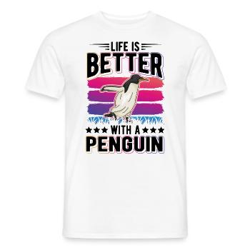 Life is better with a Penguin Pinguin - Männer T-Shirt - Weiß - Vorne - AI Model Male 178 dark (178cm)