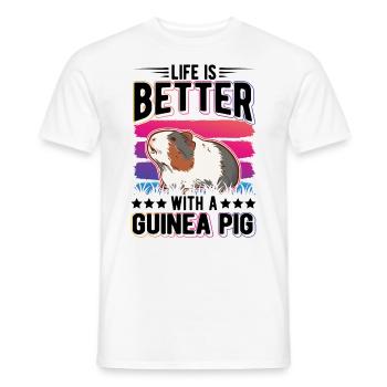 La vie est meilleure avec un cochon d’Inde Meerschweinchen - T-shirt homme - blanc - Devant - AI Model Male 178 dark (178cm)