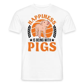 PigsHappiness is being with Pigs - Men's T-Shirt - white - Front - AI Model Male 178 dark (178cm)