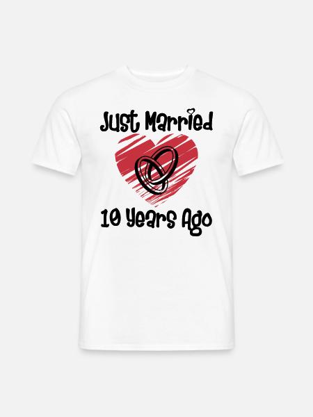 Just Married 10 Years Ago 10th Wedding Anniversary - Mænd T-shirt - hvid