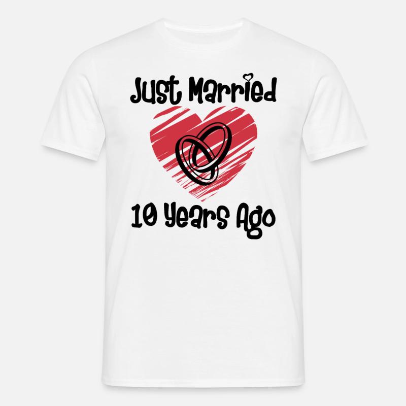 Lige gift for 10 år siden 10 års bryllupsdag - T-shirt til herrer - hvid