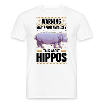 Warning Hippo Hippo Hippo Hippo - Men's T-Shirt - white - Front - AI Model Male 178 dark (178cm)