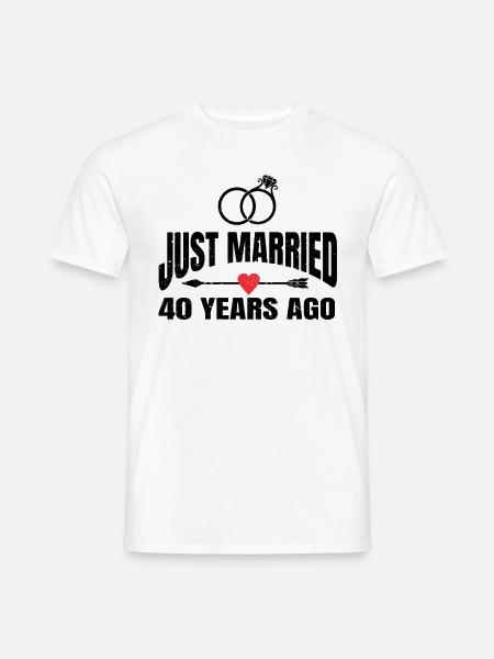 Just Married 40 Years Ago 40th Wedding Anniversary - Mænd T-shirt - hvid