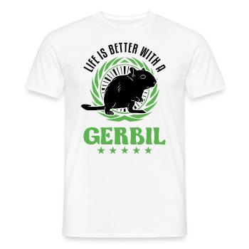 Life is better with a Gerbil racing rat gerbil - Men's T-Shirt - white - Front - AI Model Male 178 dark (178cm)