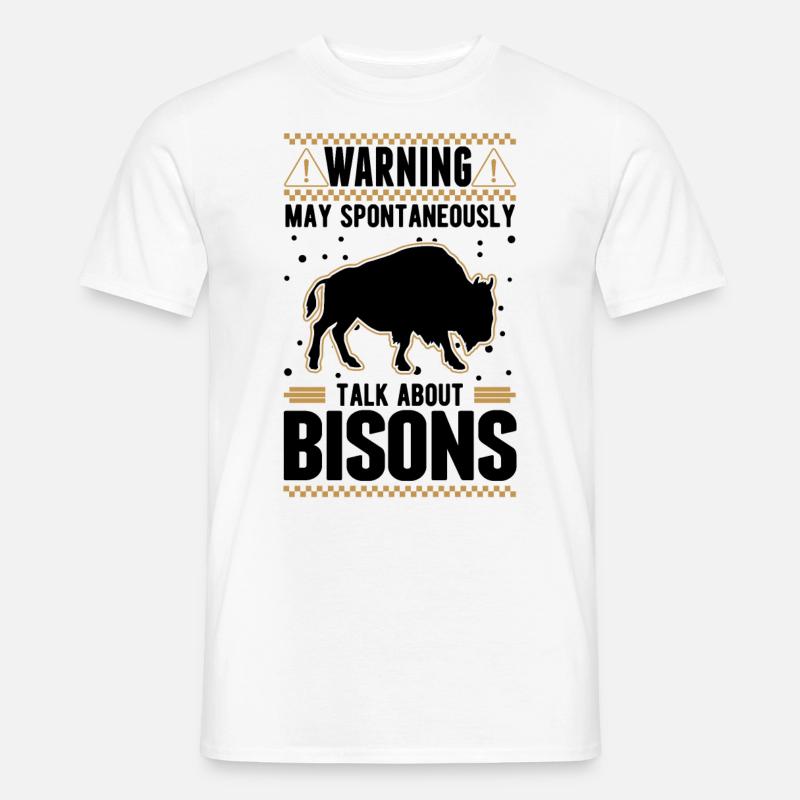 Warnung Büffel Bison Wasserbüffel - Männer T-Shirt - Weiß