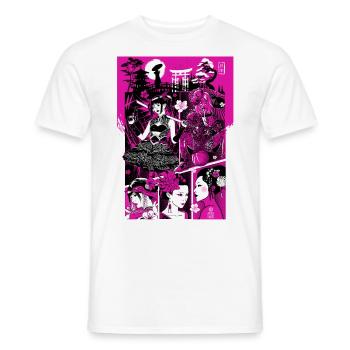 Rosa Geisha - Männer T-Shirt - Weiß - Vorne - AI Model Male 178 dark (178cm)