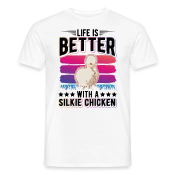 La vie est meilleure avec un Silkie Chicken Seidenhuhn - T-shirt homme - blanc - Devant - AI Model Male 178 dark (178cm)