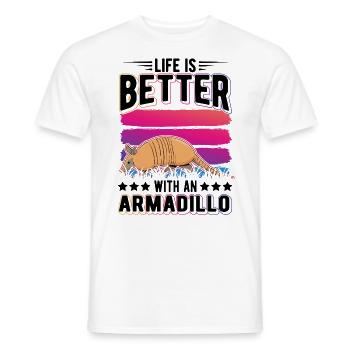 Life is better with an Armadillo Gürteltier - Men's T-Shirt - white - Front - AI Model Male 178 dark (178cm)