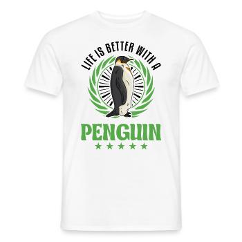 Life is better with a Penguin Pinguin - Männer T-Shirt - Weiß - Vorne - AI Model Male 178 dark (178cm)