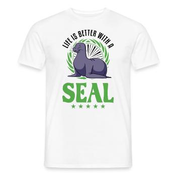 La vie est meilleure avec un phoque phoque lion - T-shirt homme - blanc - Devant - AI Model Male 178 dark (178cm)