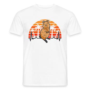 Quokka Heartbeat Kangourou à queue courte REtro - T-shirt homme - blanc - Devant - AI Model Male 178 dark (178cm)