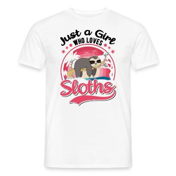 Just a Girl Who loves Sloths Faultier Mädchen - Men's T-Shirt - white - Front - AI Model Male 178 dark (178cm)