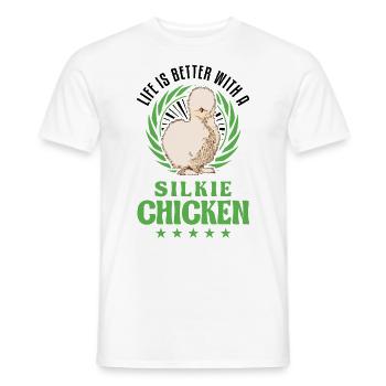 La vie est meilleure avec un poulet Silkie Seidenhuhn - T-shirt homme - blanc - Devant - AI Model Male 178 dark (178cm)