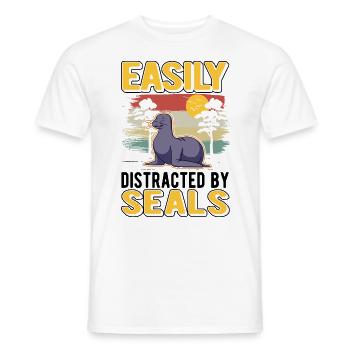 Easily distracted by Seal Robbe Sea Lion - Men's T-Shirt - white - Front - AI Model Male 178 dark (178cm)