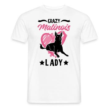 Crazy Malinois lady Mechelse Herder - Men's T-Shirt - white - Front - AI Model Male 178 dark (178cm)