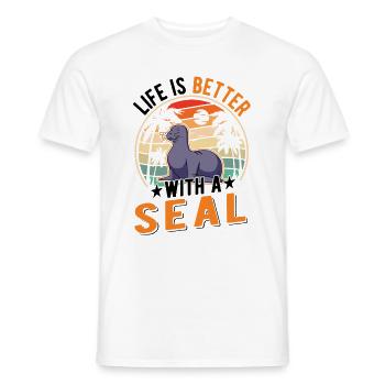 La vie est meilleure avec un Seal Sea Lion Robbe - T-shirt homme - blanc - Devant - AI Model Male 178 dark (178cm)