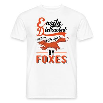 Easily distracted by Foxes Fuchs - Men's T-Shirt - white - Front - AI Model Male 178 dark (178cm)