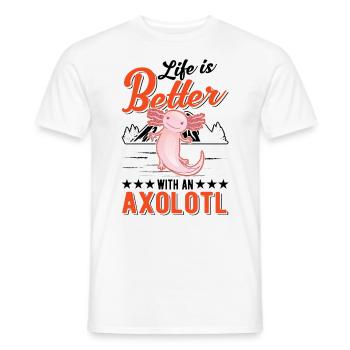La vie est meilleure avec une salamandre à queue axolotl - T-shirt homme - blanc - Devant - AI Model Male 178 dark (178cm)