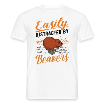 Easily distracted by Beavers Biber - Männer T-Shirt - Weiß - Vorne - AI Model Male 178 dark (178cm)