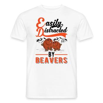 Easily distracted by Beavers Biber - Männer T-Shirt - Weiß - Vorne - AI Model Male 178 dark (178cm)