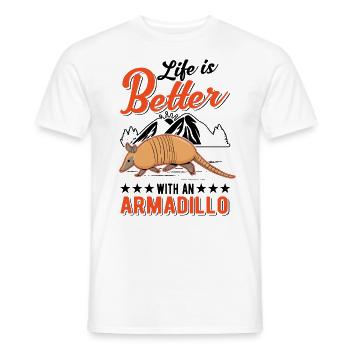 Life is better with an Armadillo Gürteltier - Men's T-Shirt - white - Front - AI Model Male 178 dark (178cm)