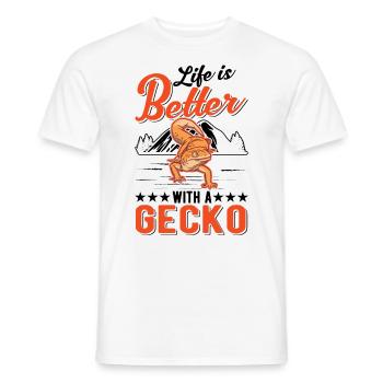 Life is better with a Gecko Leopardgecko - Männer T-Shirt - Weiß - Vorne - AI Model Male 178 dark (178cm)