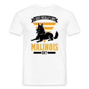 I just really like Malinois ok Belgian Malinois - Men's T-Shirt - white - Front - AI Model Male 178 dark (178cm)