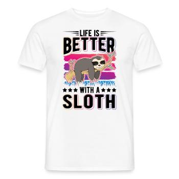 La vie est meilleure avec un paresseux défectueux - T-shirt homme - blanc - Devant - AI Model Male 178 dark (178cm)