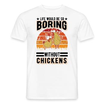 Poulets Élevage de poulets Éleveur de poulet - T-shirt homme - blanc - Devant - AI Model Male 178 dark (178cm)