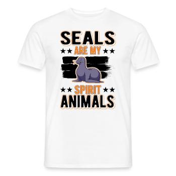 Phoque animal lion de mer - T-shirt homme - blanc - Devant - AI Model Male 178 dark (178cm)