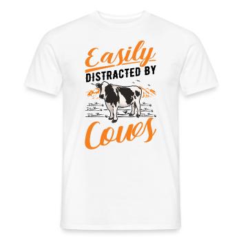 Easily distracted by Cows cow cattle breeder cow - Men's T-Shirt - white - Front - AI Model Male 178 dark (178cm)