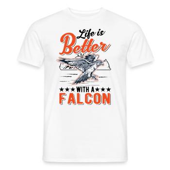 Life is better with a falcon falconer - Men's T-Shirt - white - Front - AI Model Male 178 dark (178cm)