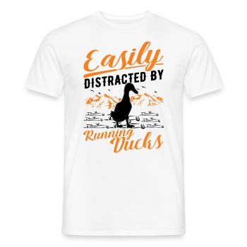 Easily distracted by Running Ducks Laufente - Men's T-Shirt - white - Front - AI Model Male 178 dark (178cm)