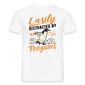 Easily distracted by Penguins Pinguin - Männer T-Shirt - Weiß - Vorne - AI Model Male 178 dark (178cm)