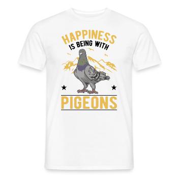 Happiness is being with Pigeons Taube - Men's T-Shirt - white - Front - AI Model Male 178 dark (178cm)