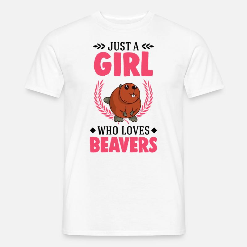 Biber Mädchen Biberdamm - Männer T-Shirt - Weiß