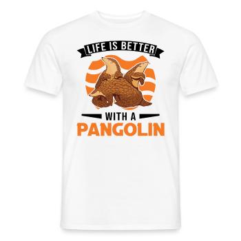 Life is better with a pangolin - Men's T-Shirt - white - Front - AI Model Male 178 dark (178cm)