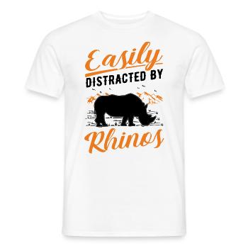 Easily distracted by Rhinos Rhino - Men's T-Shirt - white - Front - AI Model Male 178 dark (178cm)