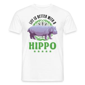La vie est meilleure avec un hippopotame - T-shirt homme - blanc - Devant - AI Model Male 178 dark (178cm)