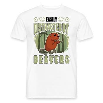 Easily distracted by Beavers Biber - Männer T-Shirt - Weiß - Vorne - AI Model Male 178 dark (178cm)