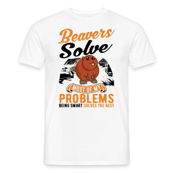 Biber Geschenk Biberdamm - Männer T-Shirt - Weiß - Vorne - AI Model Male 178 dark (178cm)