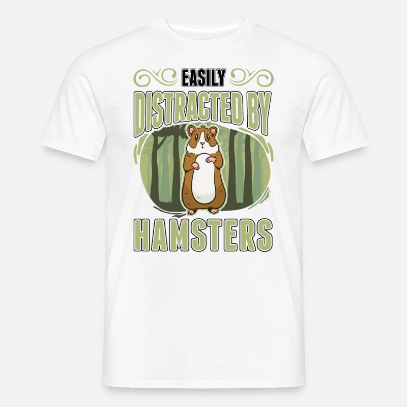 Easily distracted by Hamsters Goldhamster - Männer T-Shirt - Weiß