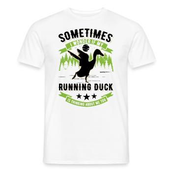 Indian Running Duck Bouteille cadeau Canard Canard - T-shirt homme - blanc - Devant - AI Model Male 178 dark (178cm)
