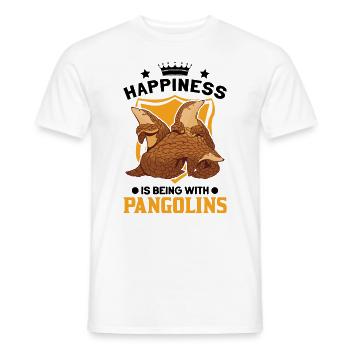 Happiness is being with Pangolins Schuppentier - Men's T-Shirt - white - Front - AI Model Male 178 dark (178cm)