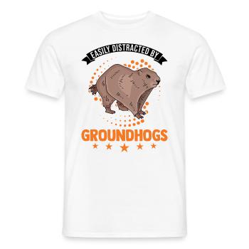 Easily distracted by Groundhogs Marmot Murmeltier - Männer T-Shirt - Weiß - Vorne - AI Model Male 178 dark (178cm)