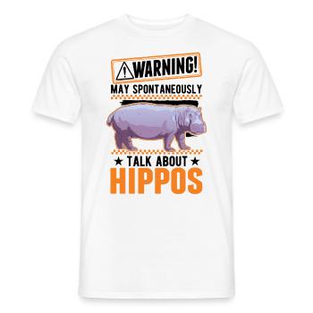 Warning Hippo Hippo Hippo Hippo - Men's T-Shirt - white - Front - AI Model Male 178 dark (178cm)