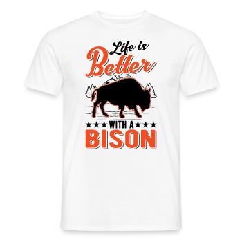 Life is better with a buffalo water buffalo - Men's T-Shirt - white - Front - AI Model Male 178 dark (178cm)