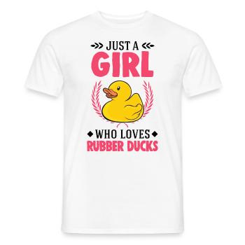 Canard en caoutchouc Fille Canard couinant Canard de bain - T-shirt homme - blanc - Devant - AI Model Male 178 dark (178cm)