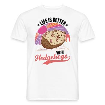 La vie est meilleure avec un hérisson - T-shirt homme - blanc - Devant - AI Model Male 178 dark (178cm)